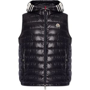 Moncler, Jassen, Heren, Zwart, L, Klei gewatteerd vest