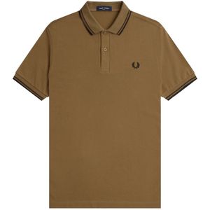 Fred Perry, Tops, Heren, Bruin, M, Katoen, Slim Fit Twin Tipped Polo