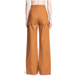 Max Mara, Broeken, Dames, Bruin, S, Katoen, Hoge Taille Cargo Broek