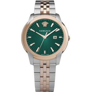 Versace, Urban Roestvrijstalen Horloge Groene Wijzerplaat Geel, Heren, Maat:ONE Size