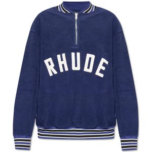 Rhude, Sweatshirts & Hoodies, Heren, Blauw, M, Katoen, Katoenen sweatshirt