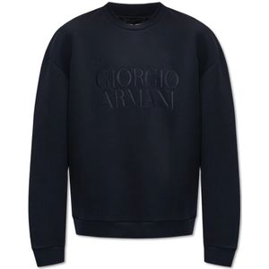 Giorgio Armani, Sweatshirts & Hoodies, Heren, Blauw, L, Sweatshirt met logo
