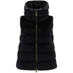 Herno, Jassen, Dames, Zwart, XS, Polyester, Stijlvolle Mouwloze Puffer Jas