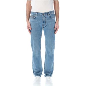 Versace, Faded Light Blue Slim-Fit Jeans Blauw, Heren, Maat:W33