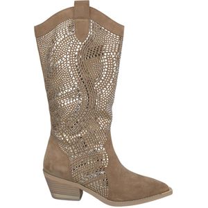 Alma EN Pena, Glamoureuze leren cowboy laarzen Beige, Dames, Maat:37 EU