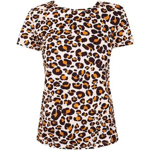 Patrizia Pepe, Tops, Dames, Bruin, S, Katoen, Stijlvolle dierenprint T-shirt