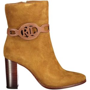 Ralph Lauren, Schoenen, Dames, Bruin, 42 EU, Bruine leren enkellaarzen met rits