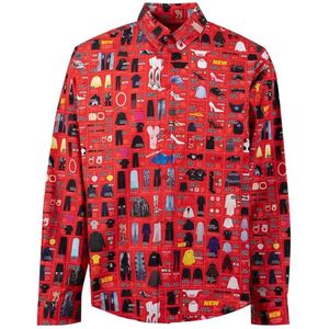Balenciaga, Overhemden, Heren, Veelkleurig, M, Katoen, Rode Katoenen Overhemd met Knopen