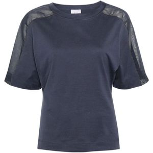 Brunello Cucinelli, Tops, Dames, Blauw, M, T-Shirts
