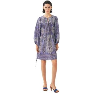 Antik Batik, Print mini jurk Tajar Blauw, Dames, Maat:M