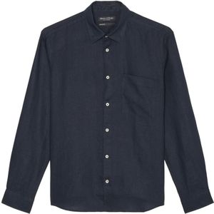 Marc O'Polo, Overhemden, Heren, Blauw, XL, Linnen, Normaal shirt