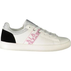 Napapijri, Schoenen, Dames, Wit, 39 EU, Polyester, Witte Polyester Sneakers met Veters