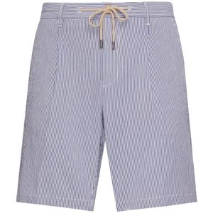 Boggi Milano, Zomer Bermuda Shorts in Stretch Katoen Modal Seersucker Blauw, Heren, Maat:XL