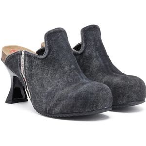 Diesel, Schoenen, Dames, Zwart, 37 EU, Denim, D-Woodstock W - Denim mules