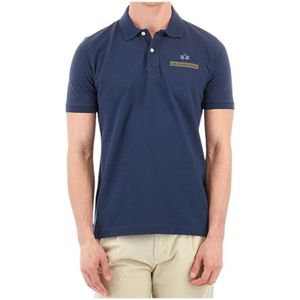 La Martina, Polo Gebreide Kleding Blauw Katoen Lente/Zomer Blauw, Heren, Maat:XL