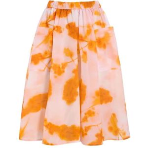 Bitte Kai Rand, Abstract Bloemenprint Rok Oranje, Dames, Maat:L