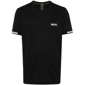 Hugo Boss, Logo Print T-shirt Zwart, Heren, Maat:M