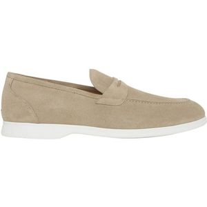 Kiton, Schoenen, Heren, Beige, 41 EU, Leer, Klassieke kalfsleren penny loafers