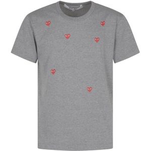 Comme des Garçons Play, Grijze korte mouw shirt Grijs, Heren, Maat:XL