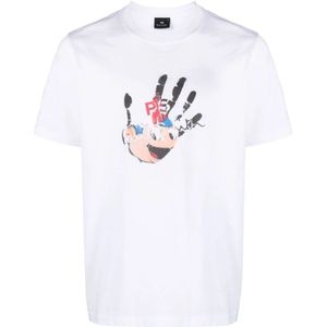 PS By Paul Smith, Tops, Heren, Wit, 2Xl, Katoen, Witte T-shirt met Grafische Logo Print