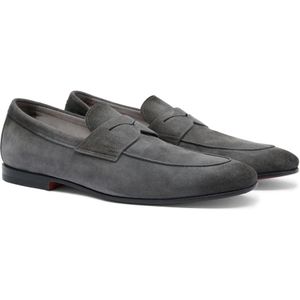 Santoni, Schoenen, Heren, Grijs, 41 1/2 EU, Suède, Heren suède Carlo instapper