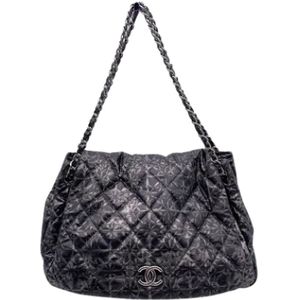 Chanel Vintage, Pre-owned, Dames, Grijs, ONE Size, Nylon, Pre-owned Satin chanel-bags