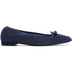 Stuart Weitzman, Schoenen, Dames, Blauw, 36 EU, Suède, Elastische Loafer met Vrouwelijke Boogaccent