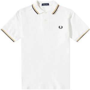 Fred Perry, Tops, Heren, Wit, M, Katoen, Slim Fit Twin Tipped Polo in Snow White/Gold/Navy