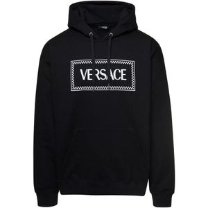 Versace, Sweatshirts & Hoodies, Heren, Zwart, S, Katoen, Zwarte Vintage Logo Sweaters