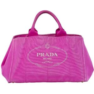 Prada Vintage, Pre-owned, Dames, Roze, ONE Size, Katoen, Tweedehands Canvas handtassen