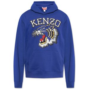 Kenzo, Sweatshirts & Hoodies, Heren, Blauw, S, Katoen, Hoodie met logo