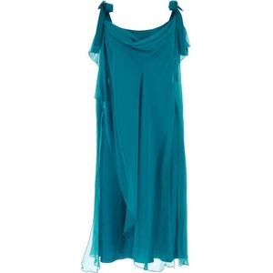 Alberta Ferretti, Teal Groene Zijden Jurk Blauw, Dames, Maat:M