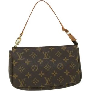 Louis Vuitton Vintage, Pre-owned, Dames, Bruin, ONE Size, Pre-owned Cotton clutches