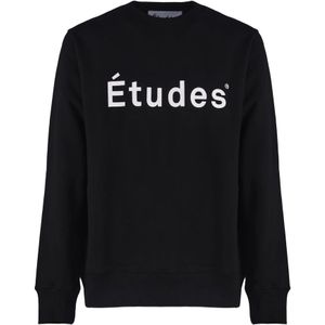 Études, Sweatshirts & Hoodies, Heren, Zwart, M, Katoen, Zwarte Sweatshirt van Biologisch Katoen met Logo Print