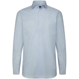 Boggi Milano, Overhemden, Heren, Blauw, S, Katoen, Regular Fit Geruit Katoenen Overhemd