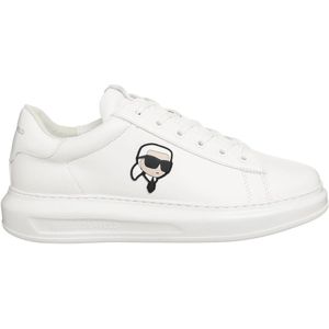 Karl Lagerfeld, Schoenen, Heren, Wit, 45 EU, Leer, K/Ikonik Kapri Sneakers - Vetersluiting, Effen Patroon