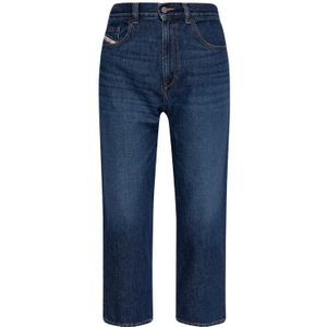 Diesel, Jeans, Dames, Blauw, W28 L32, Leer, Rechte spijkerbroek