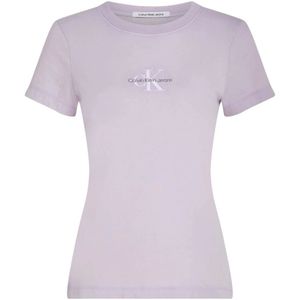 Calvin Klein Jeans, Tops, Dames, Paars, L, Katoen, Pastel Lilac Monologue T-Shirt