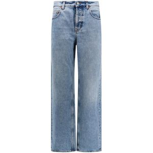 Saint Laurent, Jeans, Dames, Blauw, W25, Katoen, Wijde pijpen katoenen jeans