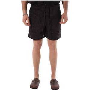 Oas, Korte broeken, Heren, Zwart, L, Katoen, Katoenen Bermuda Shorts met Trekkoord Taille