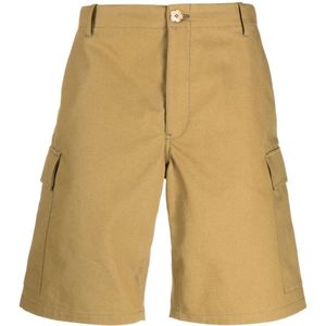 Kenzo, Korte broeken, Heren, Bruin, 4Xs, Katoen, Stijlvolle Multi-Pocket Katoenen Cargo Shorts