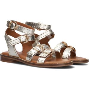 Bronx, Schoenen, Dames, Geel, 40 EU, Leer, Gouden Metallic Sandalen met Studs