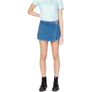 Calvin Klein Jeans, Korte broeken, Dames, Blauw, W29, Katoen, Lente/Zomer Wrap Shorts