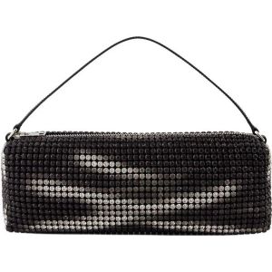 Alexander Wang, Tassen, Dames, Zwart, ONE Size, Katoen, Zwarte Mesh Shopper Tas met Kristallen