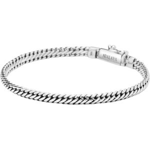 Nialaya, Men`s Sterling Silver 4mm Chain Bracelet Grijs, Heren, Maat:M