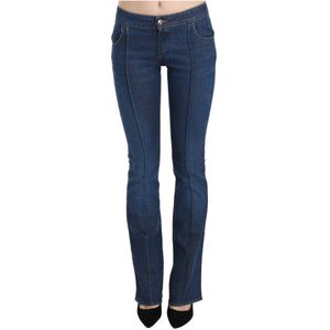 Just Cavalli, Lage taille laars gesneden denim broek jeans Blauw, Dames, Maat:L