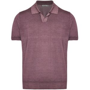 Canali, Tops, Heren, Paars, L, Wol, Luxe Wol Zijde Polo Shirt