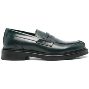 Canali, Schoenen, Heren, Zwart, 43 EU, Leer, Donkergroene leren loafers