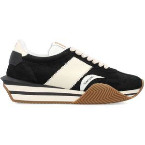 Tom Ford, James Sneakers Zwart + Crème Ss 24 Zwart, Heren, Maat:43 1/2 EU