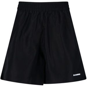Jil Sander, Zwarte Bermuda Shorts van Polyester Zwart, Heren, Maat:L